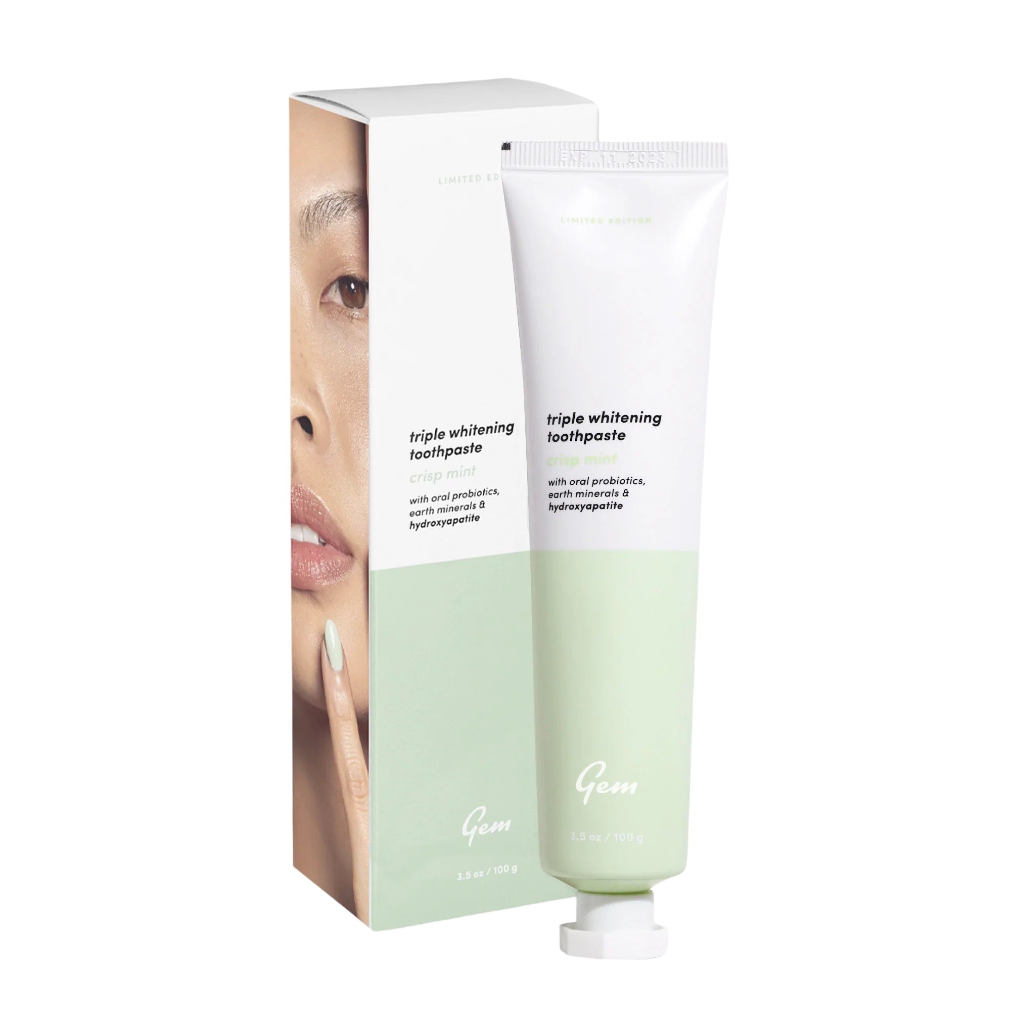 GEM Triple Whitening Natural Toothpaste (Crisp Mint) 純天然益生菌三重潔白牙膏 (清新薄荷味) 100g