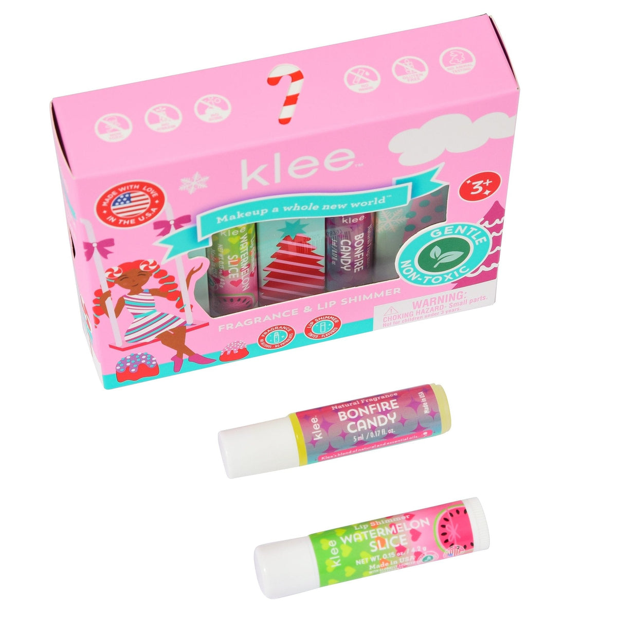 【Preorder ONLY 預購產品】Klee Naturals - Xmas Edition - Natural Lip Shimmer & Natural Fragrance Duo 聖誕版 - 天然閃色唇蜜 + 天然香水組合 (Bonfire Candy)