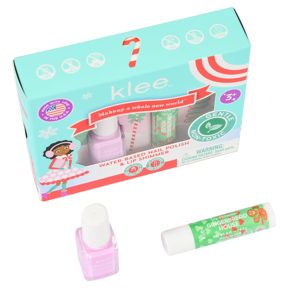 【Preorder ONLY 預購產品】Klee Naturals - Xmas Edition - Natural Lip Shimmer & Nail Polish Duo 聖誕版 - 天然閃色唇蜜 + 指甲油組合 (Elves&