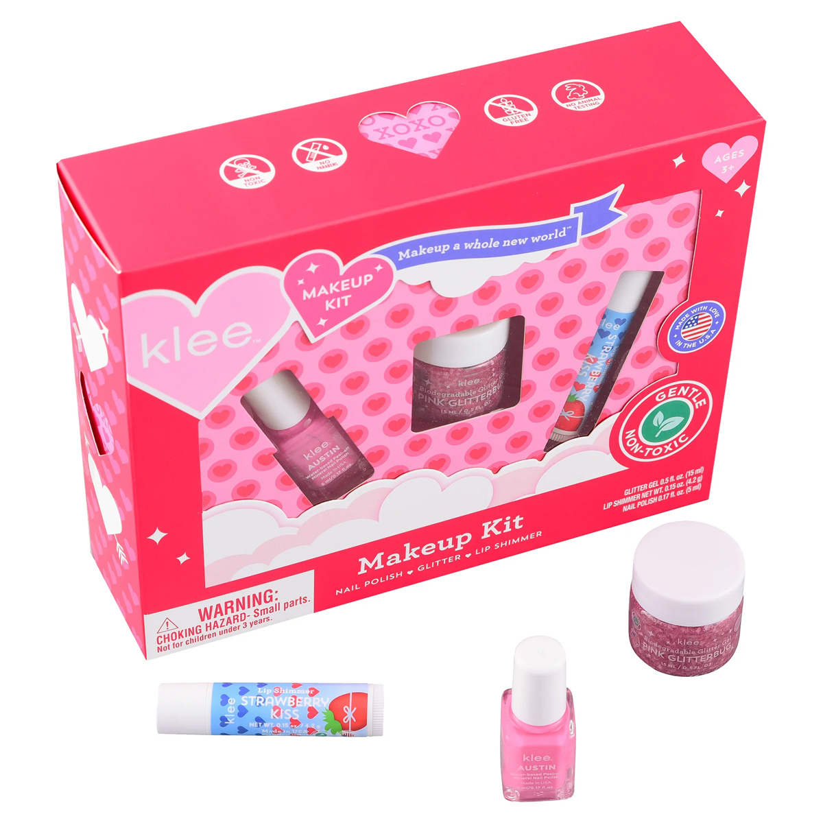 Klee Mini Makeup Kit 3PC (Sweetheart Smooches) 迷你指甲油彩妝3件組合 (甜心之吻)
