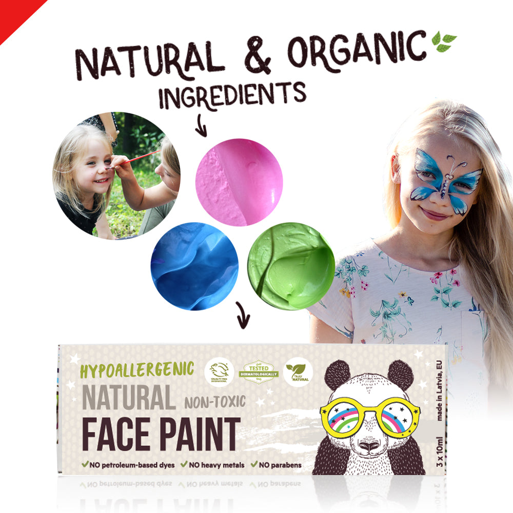 BioKidd Natural Face Paint 10ml x 3 (GBP) 天然臉譜彩繪 (基本3色 - 藍綠粉紅)