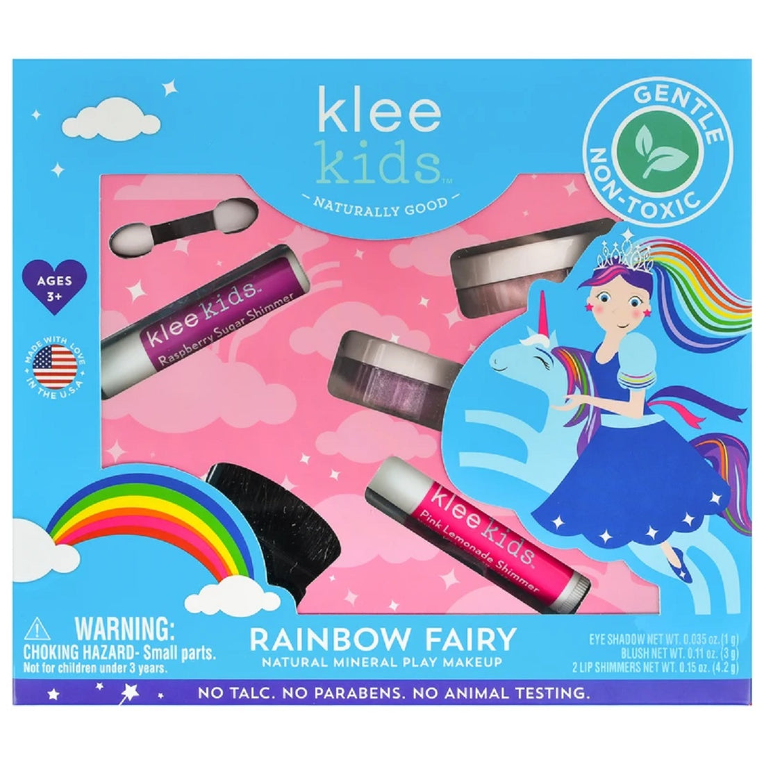 Klee Kids Loose Powder 4PC Kit (Rainbow Fairy) 天然礦物彩妝4件組合 (彩虹精靈)