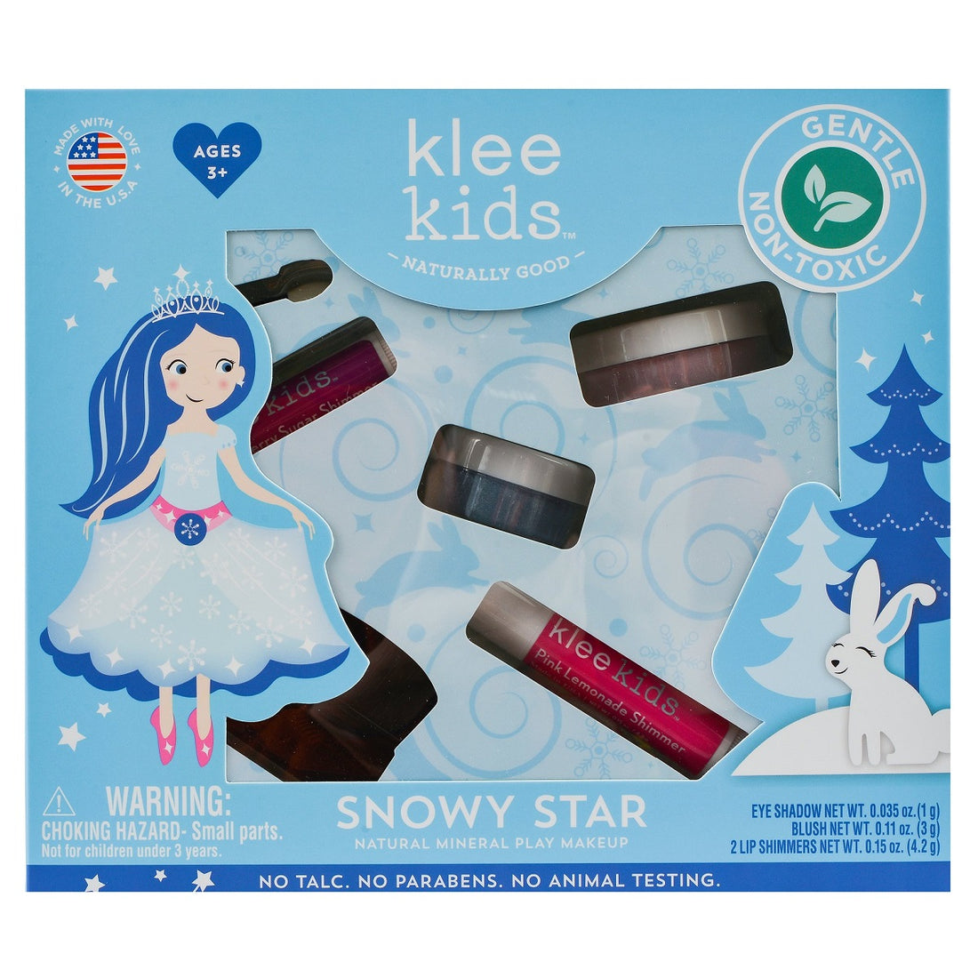 Klee Kids Loose Powder 4PC Kit (Snowy Star) 天然礦物彩妝4件組合 (冰雪明星)