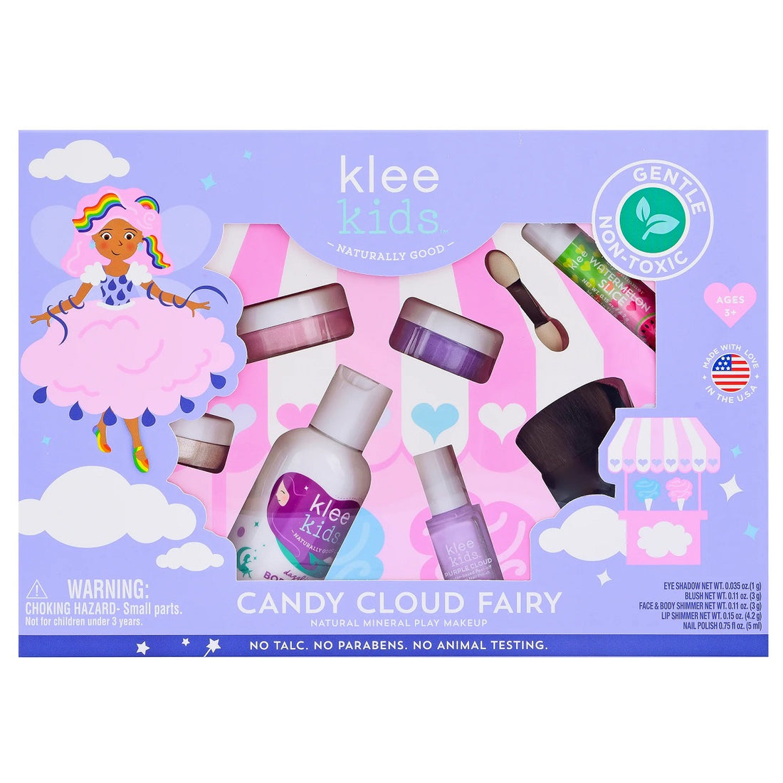 Klee Kids Loose Powder 6PC Kit (Candy Cloud Fairy) 天然礦物彩妝6件組合 (雲裳精靈)
