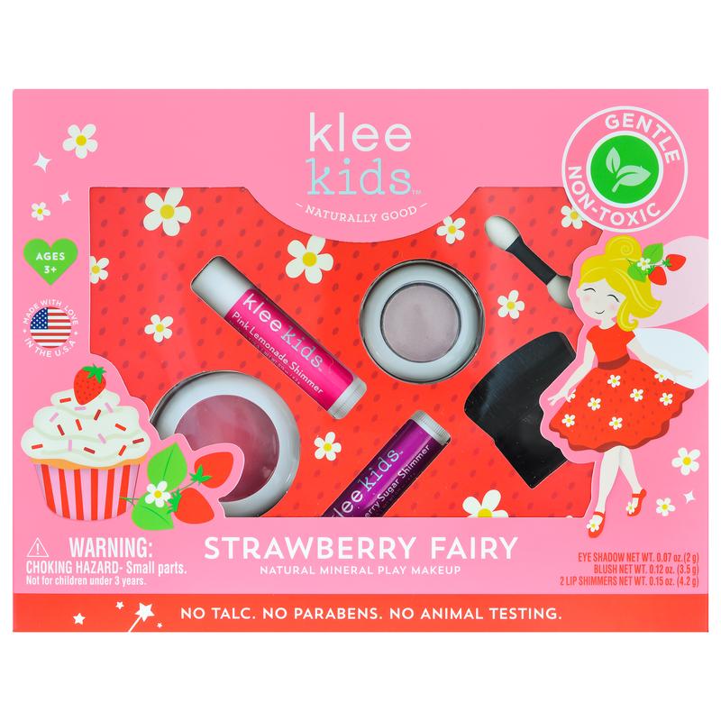 Klee Kids Pressed Powder 4PC Kit (Strawberry Fairy) 天然礦物彩妝4件組合 (草莓精靈)