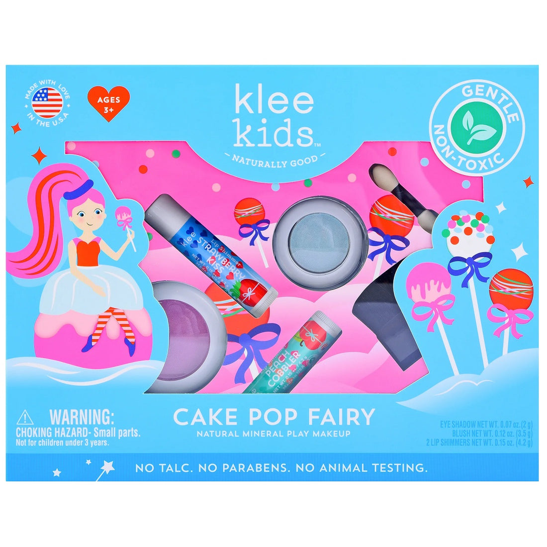 Klee Kids Pressed Powder 4PC Kit (Cake Pop Fairy) 天然礦物彩妝4件組合 (蛋糕精靈)