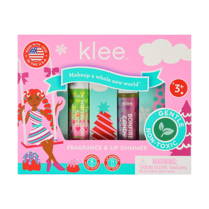 【Preorder ONLY 預購產品】Klee Naturals - Xmas Edition - Natural Lip Shimmer &amp; Natural Fragrance Duo 聖誕版 - 天然閃色唇蜜 + 天然香水組合 (Bonfire Candy)