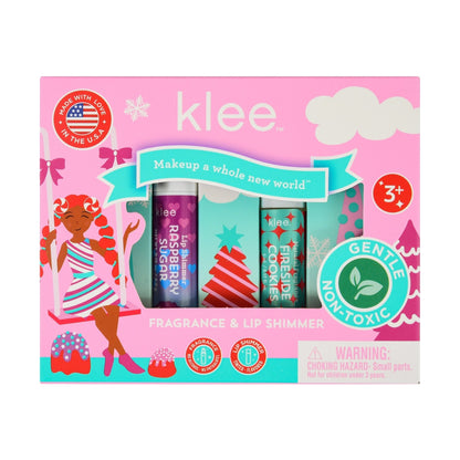 【Preorder ONLY 預購產品】Klee Naturals - Xmas Edition - Natural Lip Shimmer &amp; Natural Fragrance Duo 聖誕版 - 天然閃色唇蜜 + 天然香水組合 (Firewood Cookies)