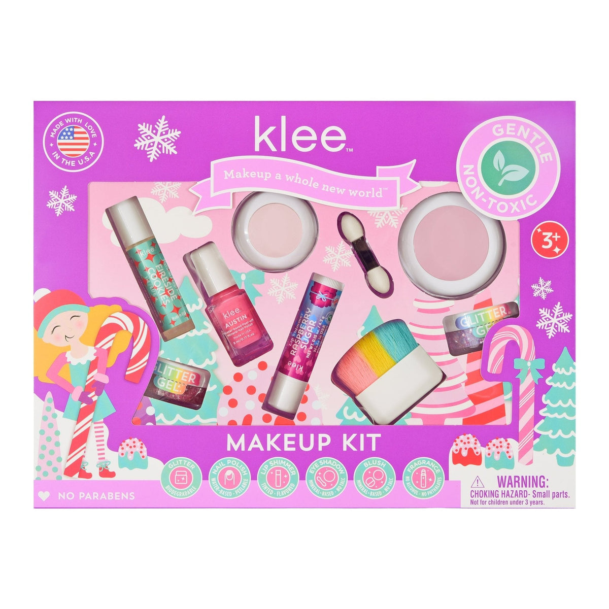 【Preorder ONLY 預購產品】Klee Naturals - Xmas Edition - Natural Mineral Deluxe Makeup Kit 聖誕版 - 華麗彩妝香水組合7件組合 (Holiday Giggles)