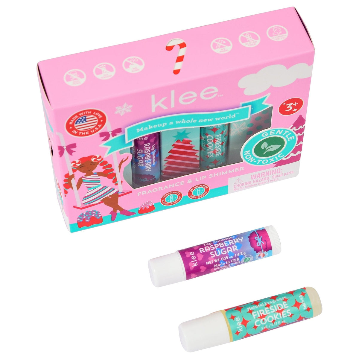 【Preorder ONLY 預購產品】Klee Naturals - Xmas Edition - Natural Lip Shimmer &amp; Natural Fragrance Duo 聖誕版 - 天然閃色唇蜜 + 天然香水組合 (Firewood Cookies)