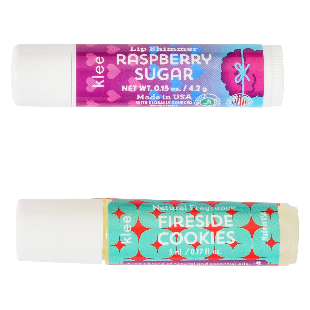 【Preorder ONLY 預購產品】Klee Naturals - Xmas Edition - Natural Lip Shimmer &amp; Natural Fragrance Duo 聖誕版 - 天然閃色唇蜜 + 天然香水組合 (Firewood Cookies)
