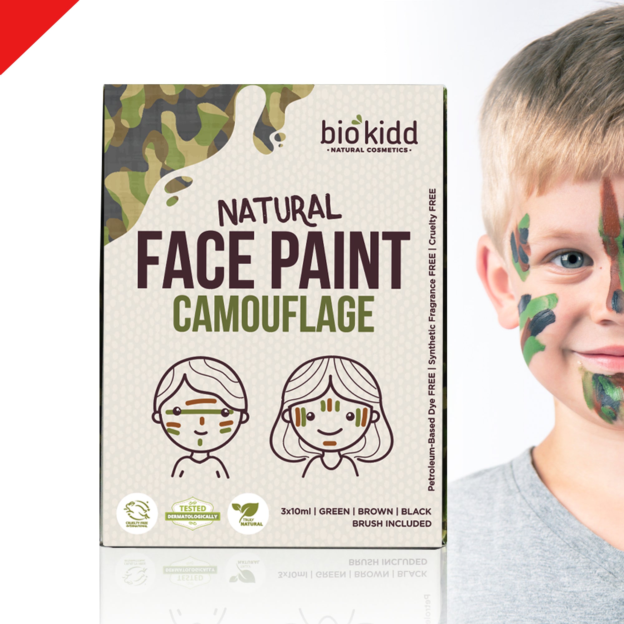 BioKidd Natural Face Paint 10ml x 3 (Camouflage) 天然臉譜彩繪 (迷彩3色)