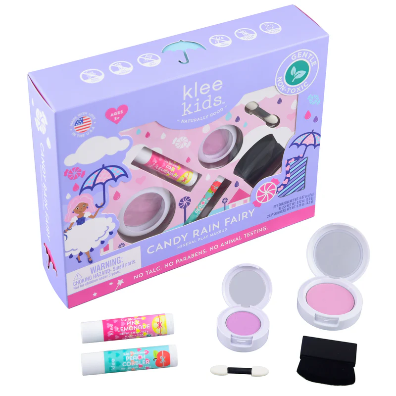 Klee Kids Pressed Powder 4PC Kit (Candy Rain Fairy) 天然礦物彩妝4件組合 (糖衣精靈)