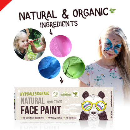 BioKidd Natural Face Paint 10ml x 3 (GBP) 天然臉譜彩繪 (基本3色 - 藍綠粉紅)