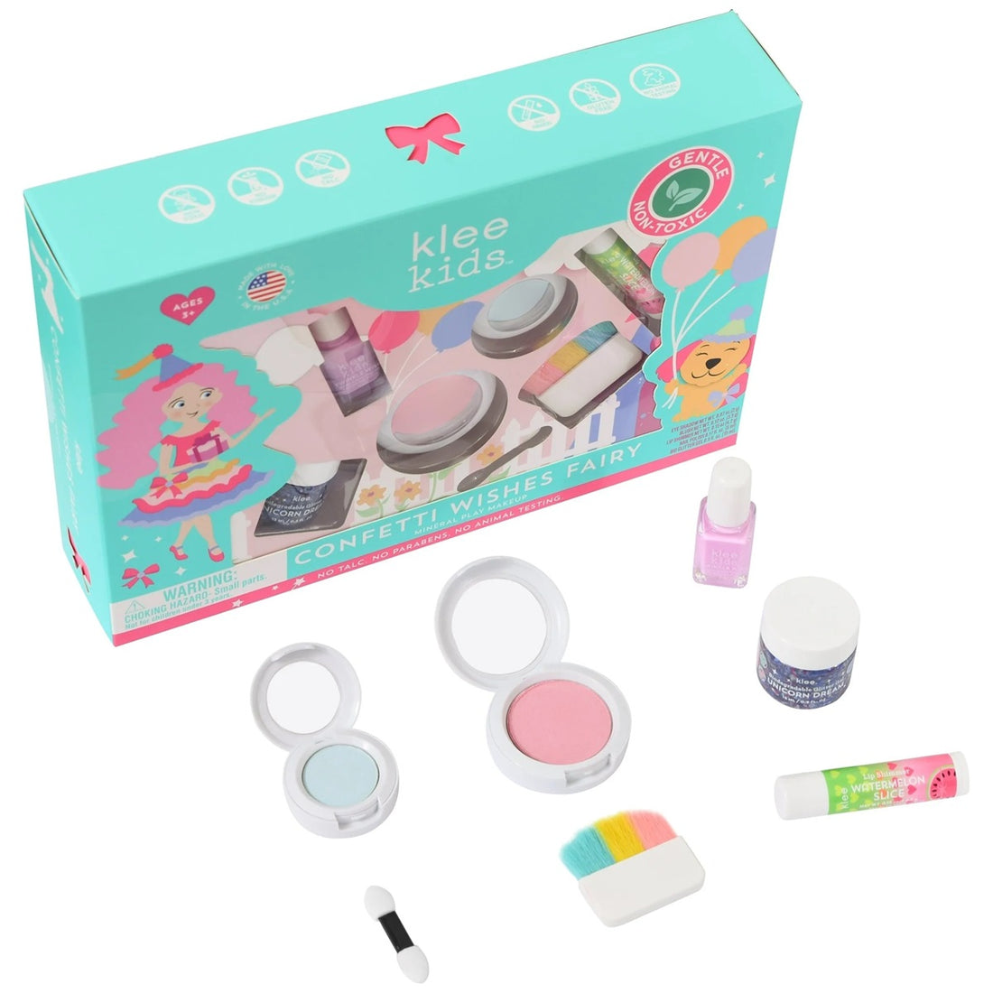 Klee Kids Pressed Powder Makeup 5PC Kit (Confetti Wishes Fairy) 天然礦物彩妝5件組合 (願望精靈)