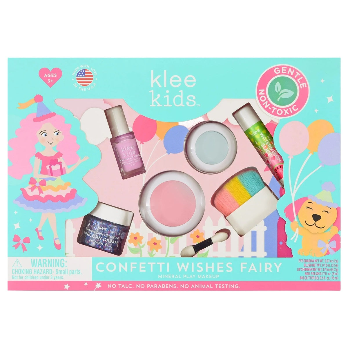 Klee Kids Pressed Powder Makeup 5PC Kit (Confetti Wishes Fairy) 天然礦物彩妝5件組合 (願望精靈)