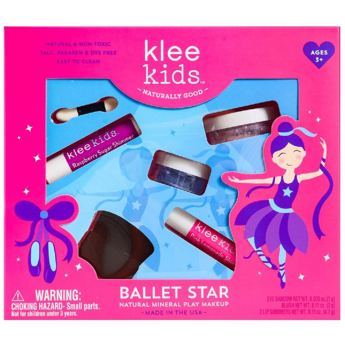 Klee Kids Loose Powder 4PC Kit (Ballet Star) 天然礦物彩妝4件組合 (芭蕾明星)