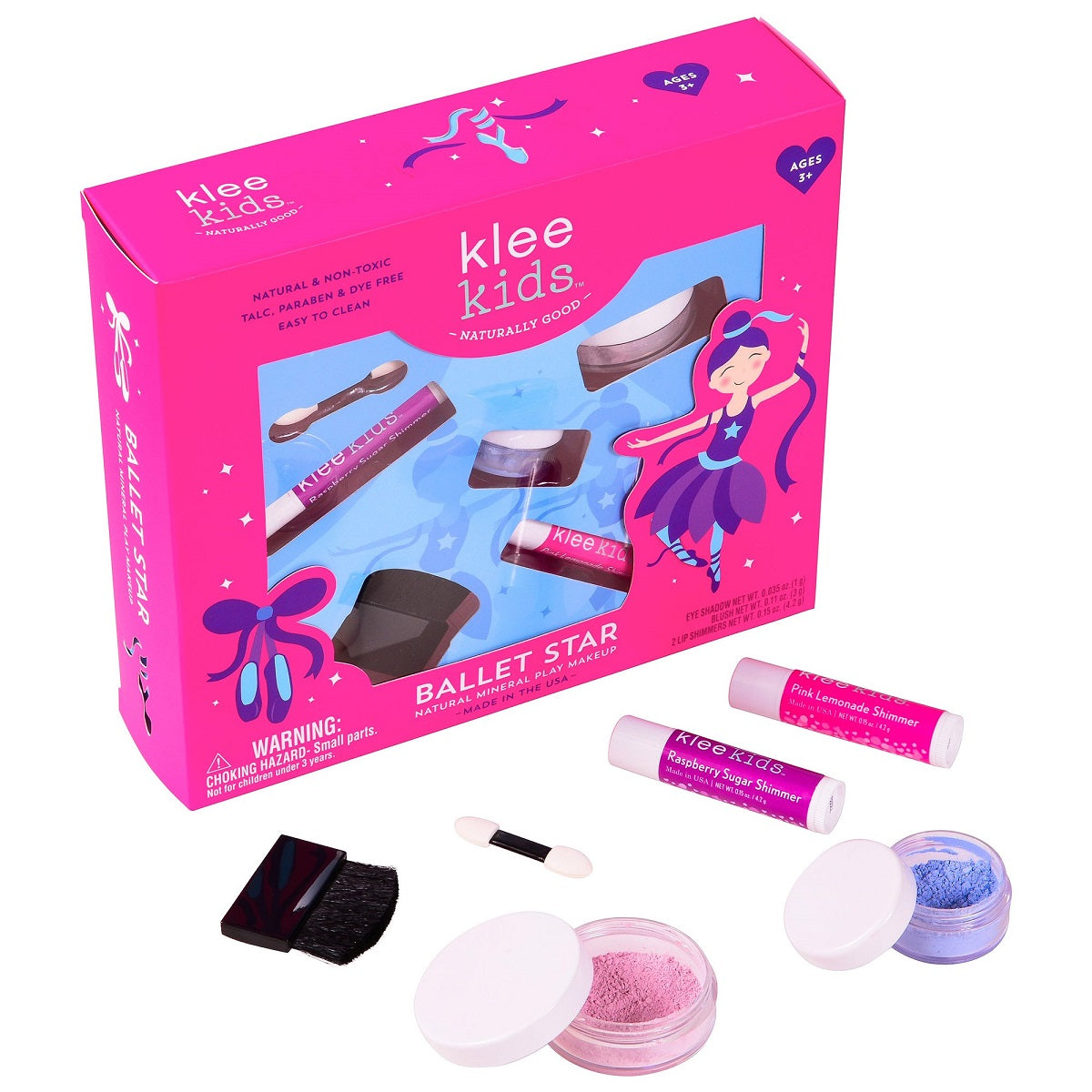 Klee Kids Loose Powder 4PC Kit (Ballet Star) 天然礦物彩妝4件組合 (芭蕾明星)