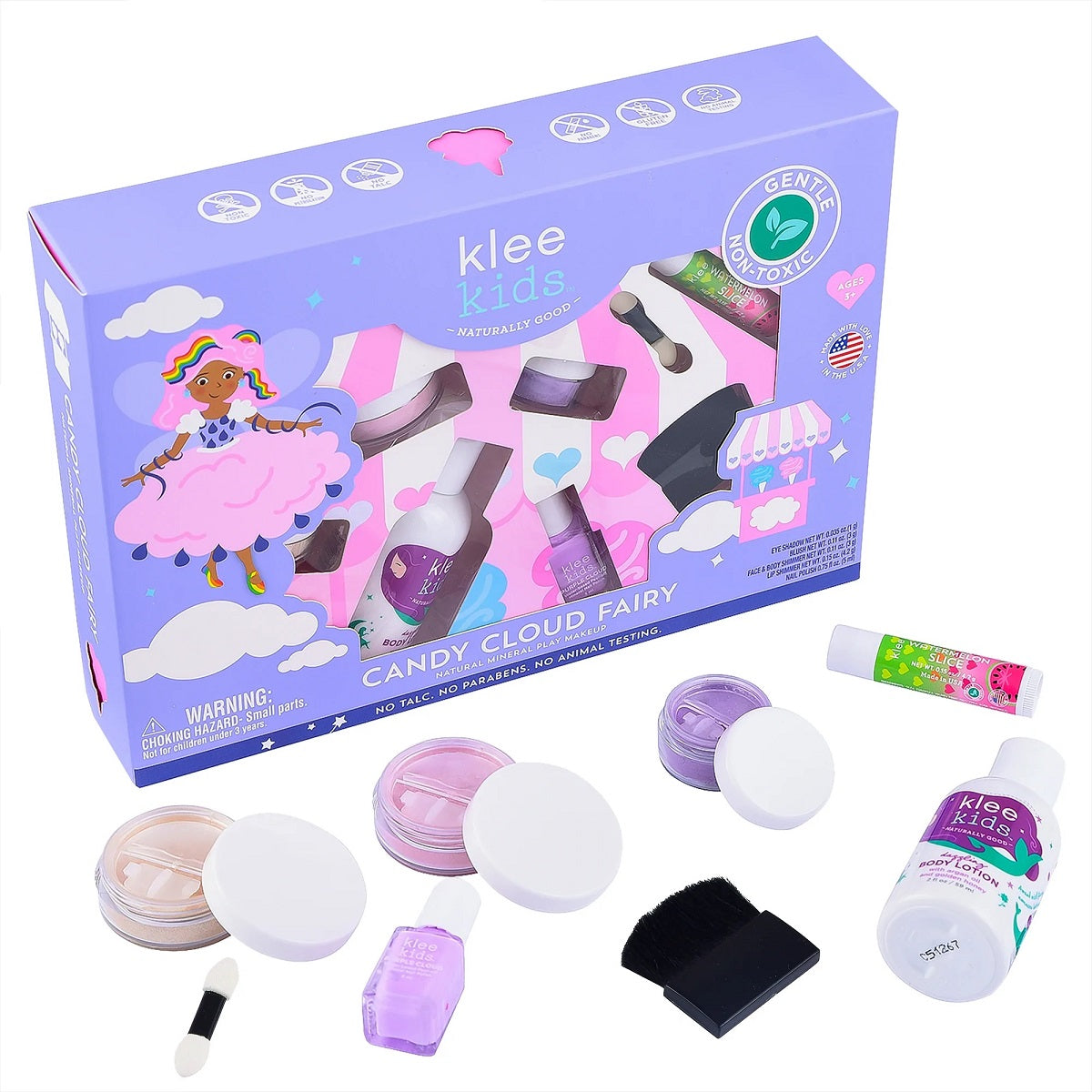 Klee Kids Loose Powder 6PC Kit (Candy Cloud Fairy) 天然礦物彩妝6件組合 (雲裳精靈)