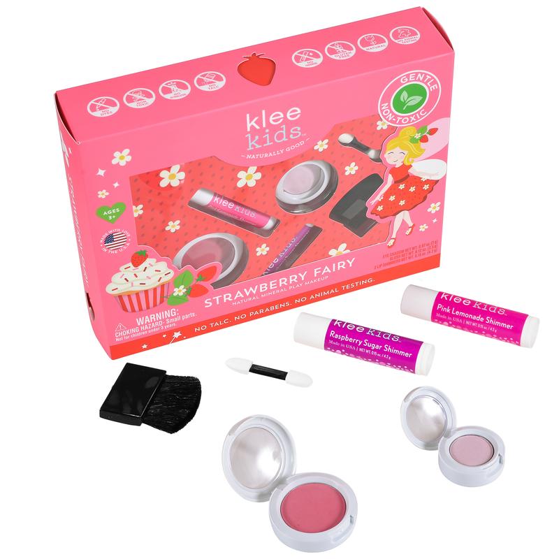 Klee Kids Pressed Powder 4PC Kit (Strawberry Fairy) 天然礦物彩妝4件組合 (草莓精靈)