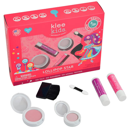 Klee Kids Pressed Powder 4PC Kit (Lollipop Star) 天然礦物彩妝4件組合 (糖果明星)
